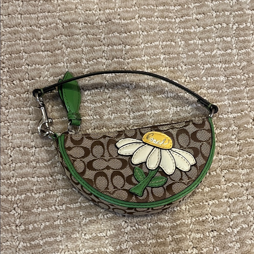 Coach Brown and Green Daisy Wristlet
